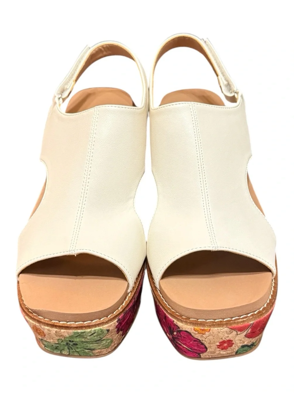 Corkys Freddy White Floral Cork Platform Sandals Size 10 NIB